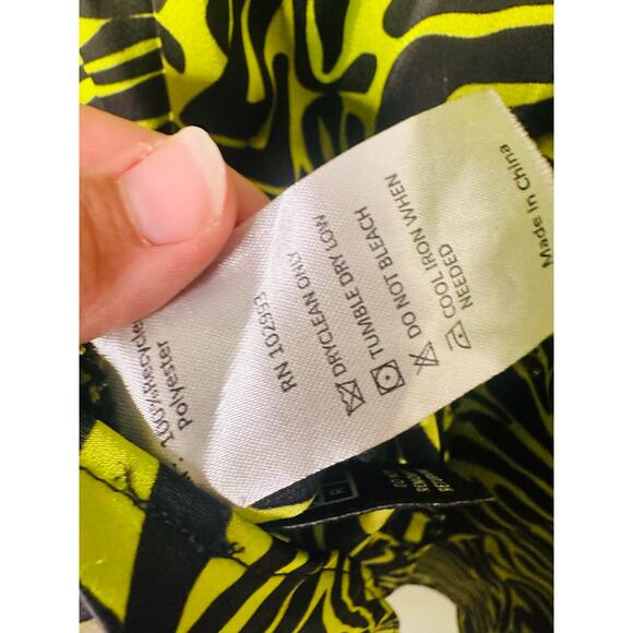 RONNY KOBO Women's Neon Green Zebra Animal Print Side Ruffle Dress Size 10 - Picture 12 of 16